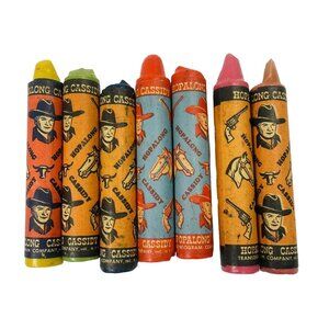 7 Jumbo Hopalong Cassidy Coloring Kids Crayons Vintage Transogram 50s Broken Tip